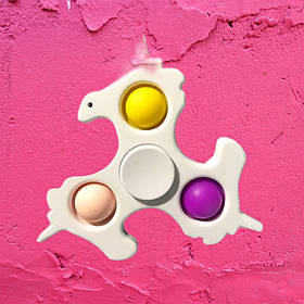 Дитячий антистрес спіннер Єдиноріг на 3 пухирці, іграшка Сімпл Дімпл