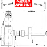Сифон для умивальника латунний хромований без зливу LUX CA32MINICB/221CP McALPINE, фото 3
