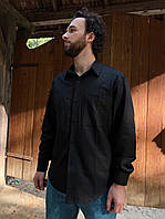 Рубашка мужская темно-серая с традиционной гуцульской вышивкой.Унисекс.