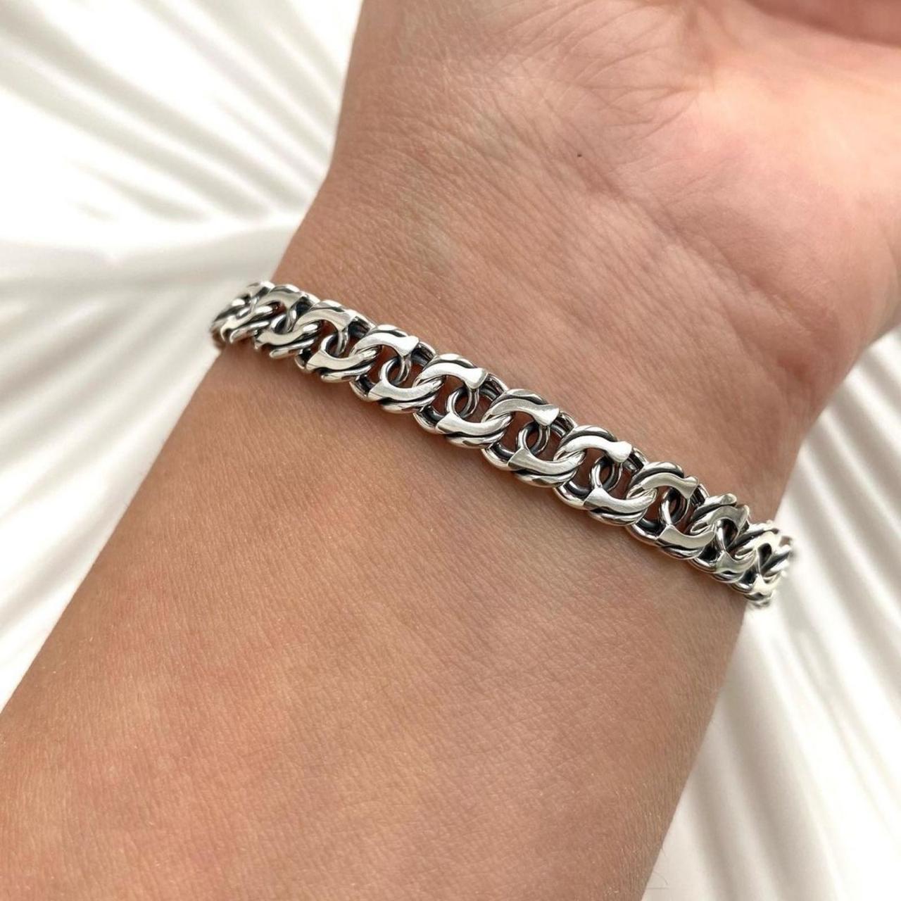 Срібний чоловічий Браслет Козацький Бісмарк Ширина 7 мм Розмір 21.5 см