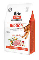 Сухой корм Brit Care Cat GF Indoor Anti-stress для кошек, постоянно живущих в помещении, курица, 400 г
