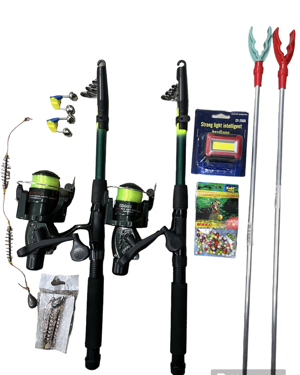 Набір Спінінг "Новичок Універсал" у складі 2 шт + чохол + качушка Кобра + Подарунок! 2.40 м, фото 1