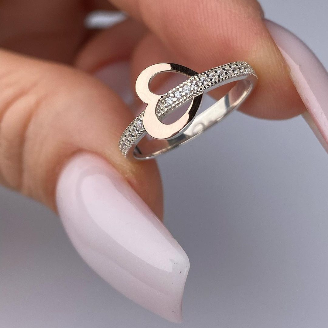 Срібна каблучка Сердечко