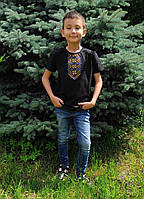 Детская патриотическая футболка с вышивкой Фраер на черном, футболка вышивка, футболка вышиванка