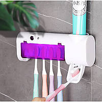 Стерилізатор тримач для зубних щіток на 5 секцій з дозатором Multi-function Toothbrush Sterilizer UV