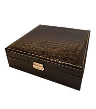 Скринька для прикрас велика 26х26х8.5 дворівнева з дзеркалом чорний 8754