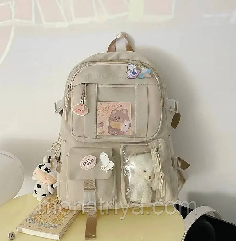 Шкільний підлітковий рюкзак, сумка-портфель унісекс 5-11 класу в наборі зі значками