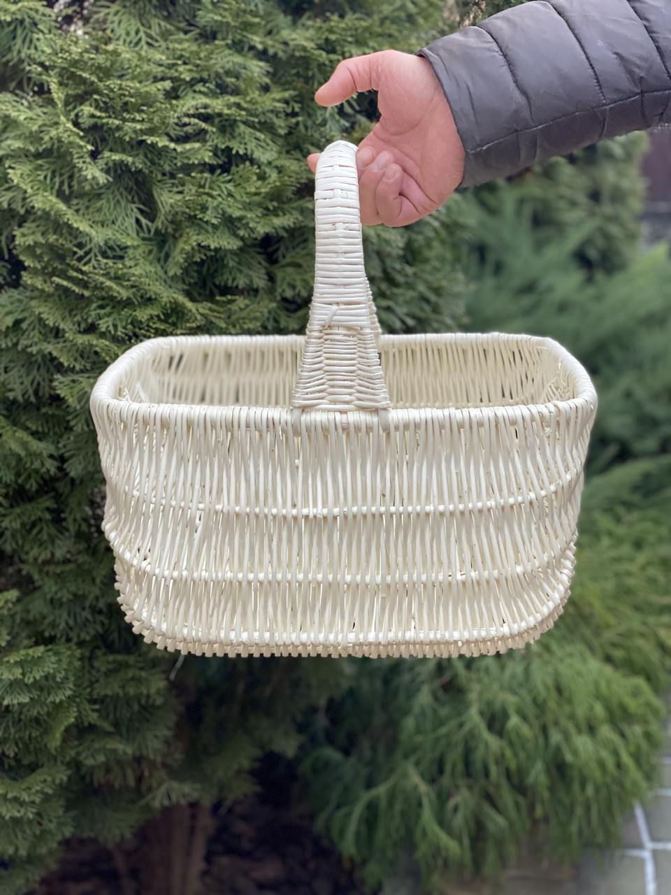 Корзина "Голендер" 40х33см, плетена з цільної вибіленої лози. Арт:30128, фото 1