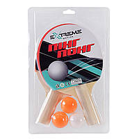 Теннис настольный арт. TT1458 (50шт)Extreme Motion 2 ракетки,3 мячика, MIX, слюда