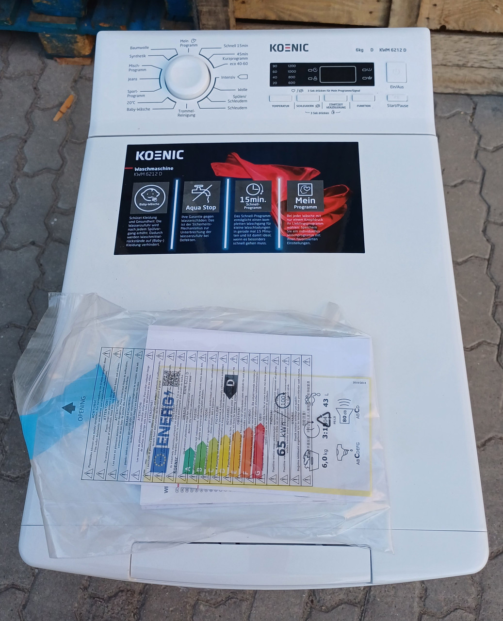 Нова вертикальна пральна машина з німеччини KOENIC KWM 6212 D 6кг, фото 1