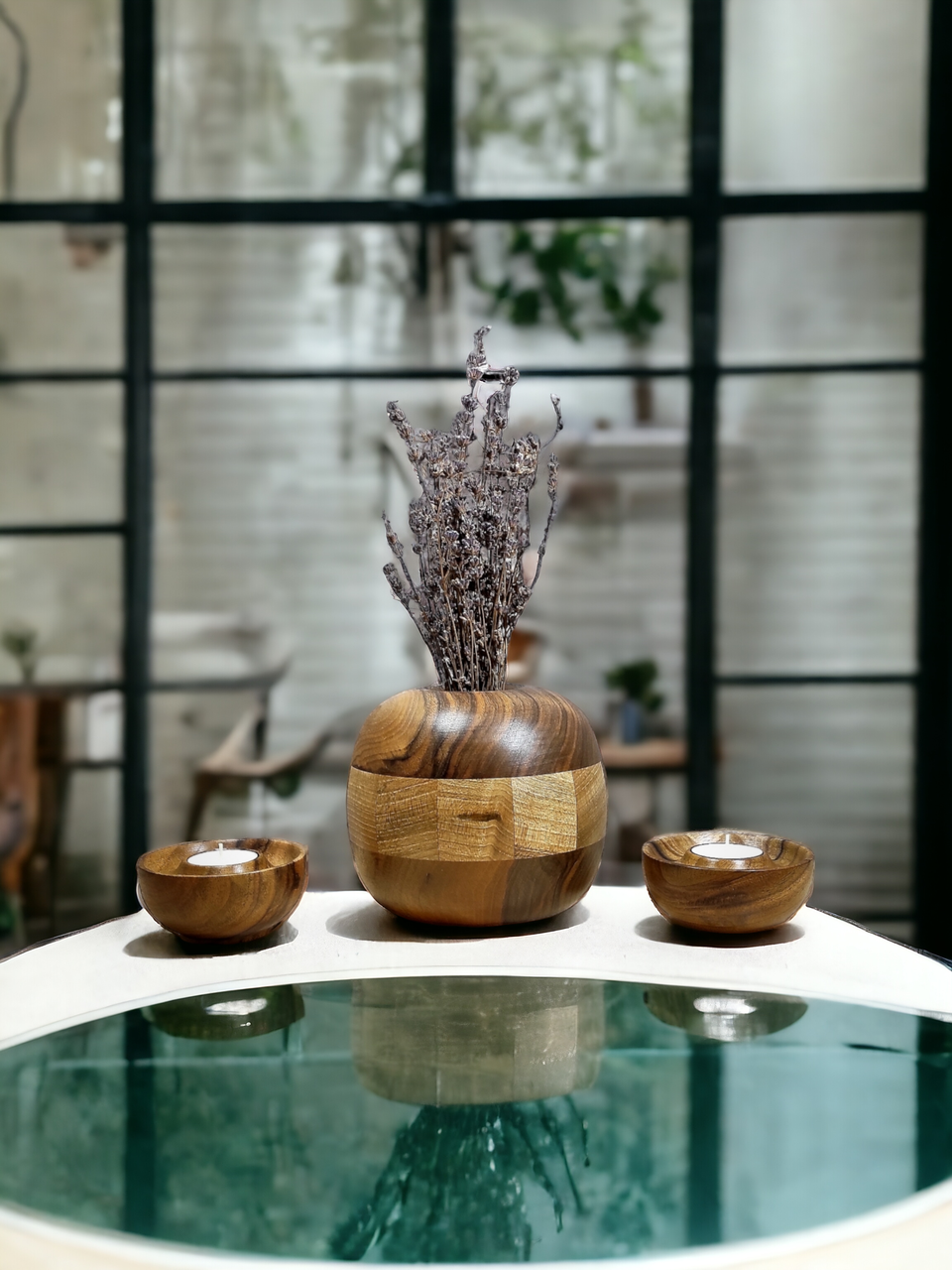 Ваза інтер'єрна для сухоцвітів (горіх), фото 1