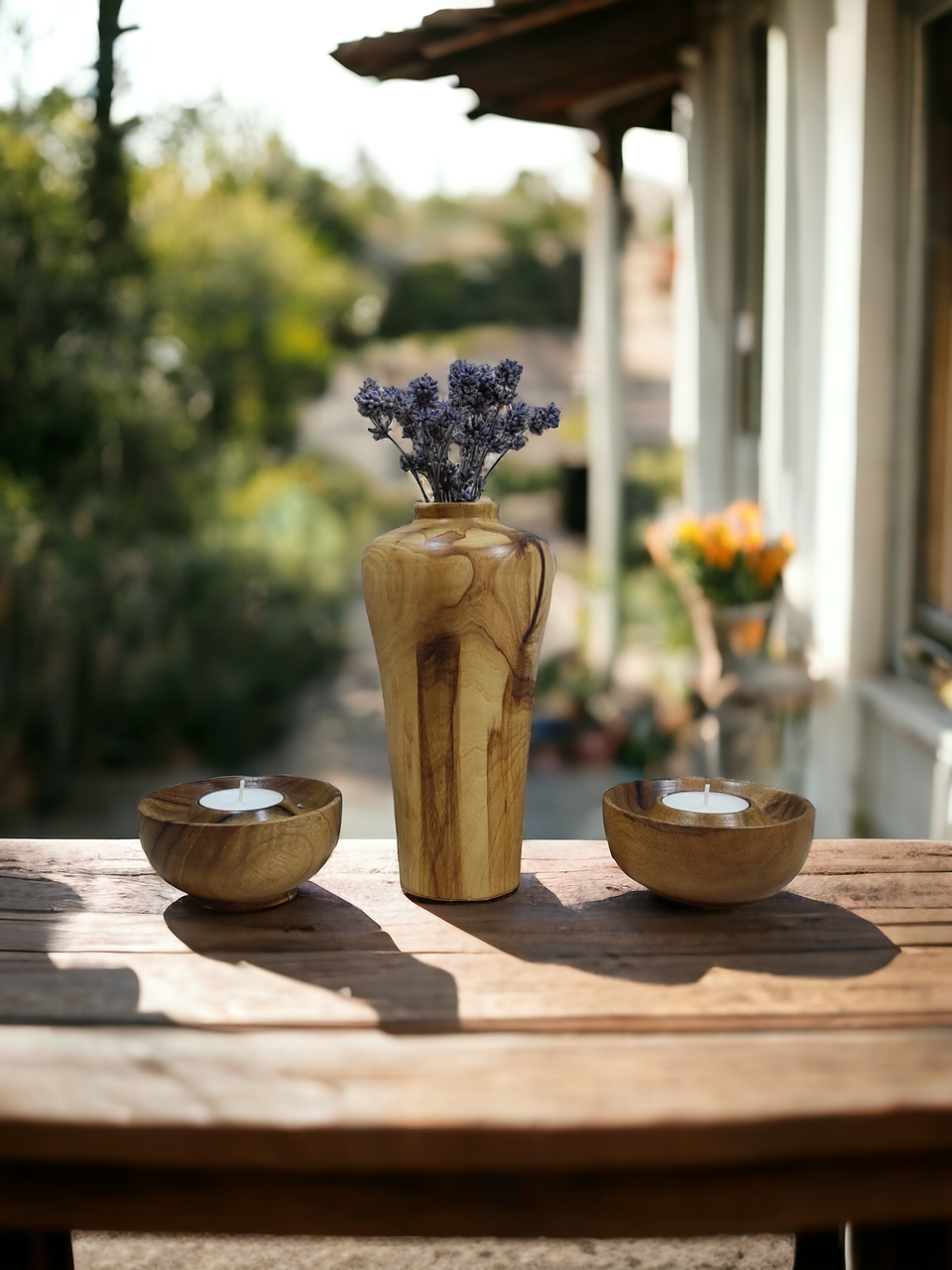 Ваза інтер'єрна для сухоцвітів (горіх, клен), фото 1