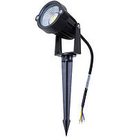 Садово-парковый LED светильник 3W Brille поворотный грунтовой столбик из черного пластика 5900-6500К IP65