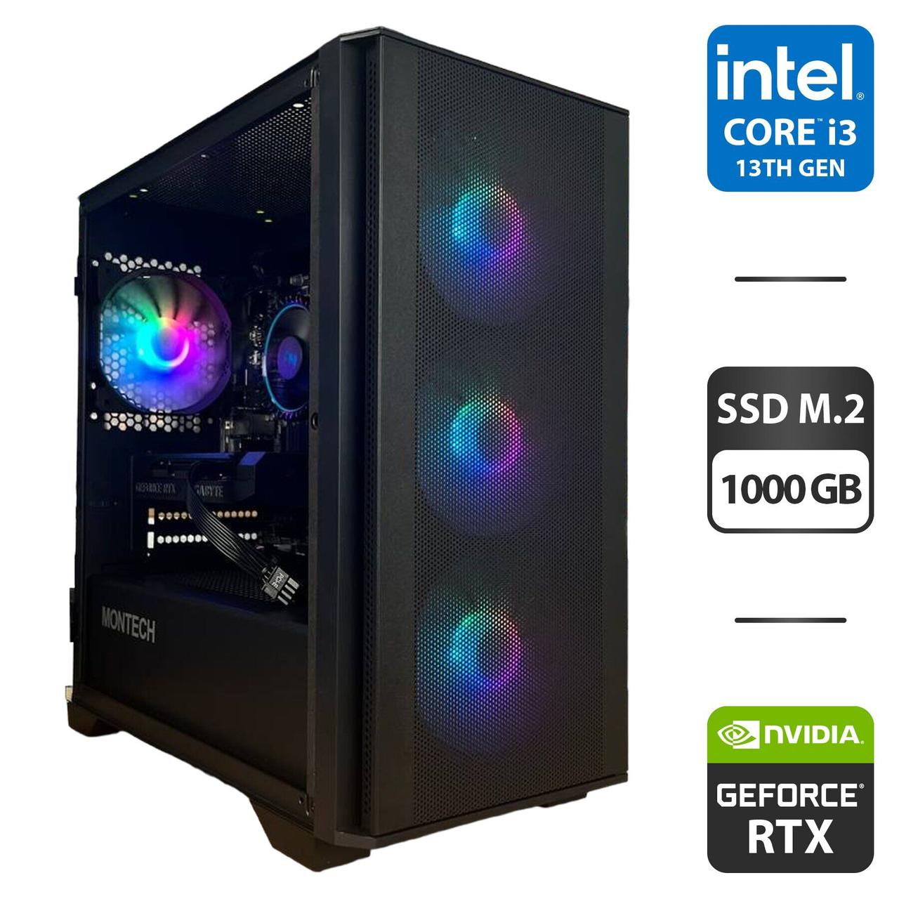 Під замовлення новий ПК Montech Air 100 ARGB Black MT/ i3-13100F/ 16GB RAM/ 1000GB SSD/ RTX 3060 12GB/ 650W