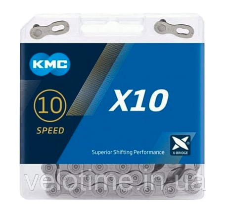 Ланцюг KMC X10, 116L (GRY-GRY, сірий-сірий)