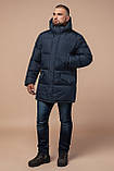 Зимова чоловіча куртка великого розміру темно-синього кольору модель 3284, фото 2