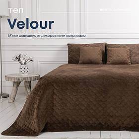 Покривало ТЕП "VELOUR" 150*210 см коричневий/ромб круглий Baumar — Завжди Водяна