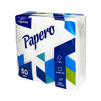 Салфетки бумажные Papero NS030 однослойные 24*24 см 50 шт белые