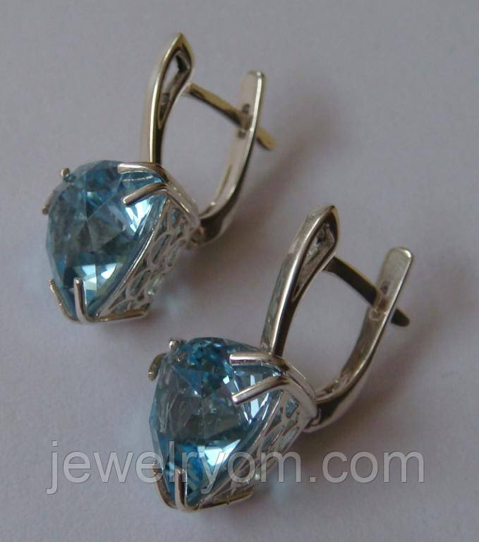 Сережки С00337М, срібло 925 проба, кубічний цирконій.
