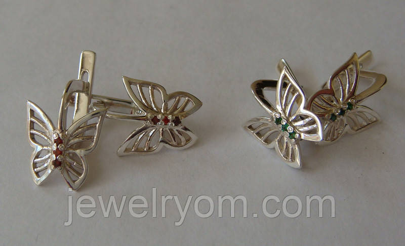 Сережки 40480Г, срібло 925 проба, кубічний цирконій.