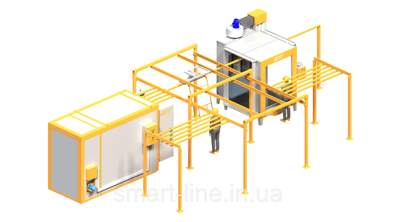 Лінія порошкового фарбування Butterfly - 1.3 для габаритів цеху: 13.8 м х 6.8 м