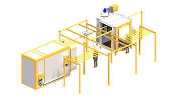 Лінія порошкового фарбування Butterfly - 1.3 для габаритів цеху: 13.8 м х 6.8 м