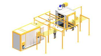 Лінія порошкового фарбування Butterfly - 1.3 для габаритів цеху: 13.8 м х 6.8 м