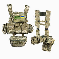 Плитоноска швидкого скидання з боковими карманами Cordura 1000D з IRR+ РПС та 12 підсумків Піксель