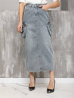 Юбка джинсова з гам. блакитна текстиль 021543 - Розмір L