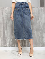 Юбка джинсова з гам. темно-синя текстиль 021551 - Розмір S