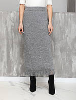 Спідниця блискуча сірий текстиль 024055