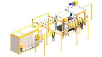 Лінія порошкового фарбування Butterfly - 2.3 для габаритів цеху: 16м х 6.8м