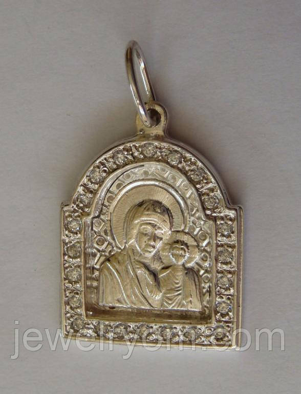 Підвіс-ладанка "Богородиця" 31060ММ, срібло 925 проба, цирконій.