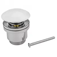 Донний клапан Frap F62-8, автомат, з білою керамічною кришкою, 1 1/4", білий