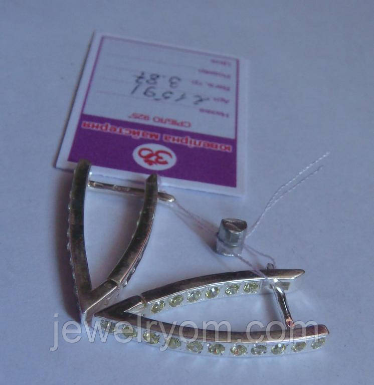 Сережки 21591ММб, срібло 925 проба, кубічний цирконій.
