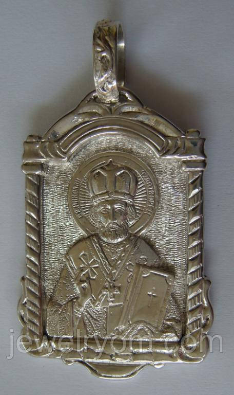 Підвіс-ладанка Микола Чудотворець НЧАХ, ангел-хранитель, срібло 925 проба.