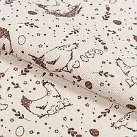 Ткань полотенечная вафельная ткч набивная куры коричневые (150см 220г/м² пог.м) 184835