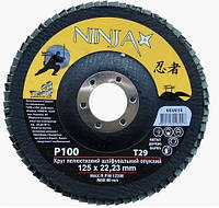 Круг лепестковый шлифовальный Virok Ninja выпуклый Т29 125х22мм Р100 (65V610)