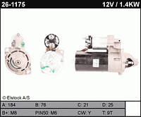 Стартер CS377, 12V-1.4kW-9t, на BMW 320i, 325 E30, 520i, 525 E34