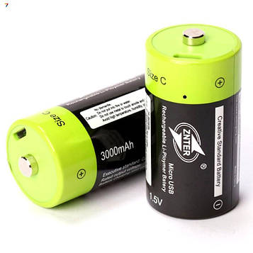 Акумулятор Size:C MicroUSB 3000 mAh 1.5 V X2 Літій-полімерний акумулятор, що заряджається через роз'єм Micro USB.