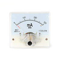 AM-300mA 85C1. Амперметр аналоговый, диапазон измерения: 0...300 мA постоянного тока. Размеры: 63х54х58 мм.