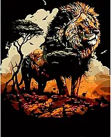 Набор для росписи по номерам Король лев Strateg на черном фоне размером 40х50 см