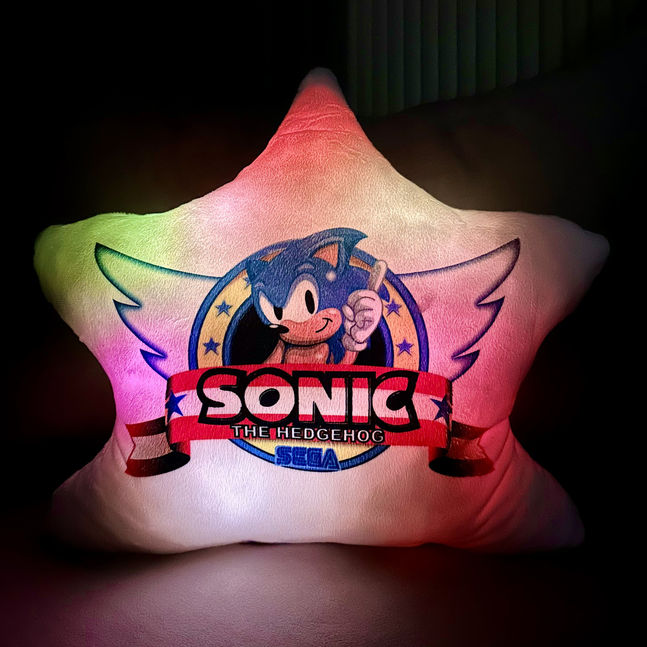 Подушка нічник Sonic — світильник подушка Сонік — дитячий нічник, м'яка іграшка