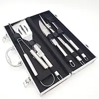 Набор аксессуаров для мангала BBQ Tools Set AL-5, набор принадлежностей в алюминиевом кейсе, размер 37х13х7см