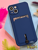 Чехол с кармашком под карту на Айфон 14 Темно - Синий , TPU CardHolder Iphone 14 Dark Blue