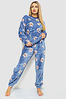 Пижама женская плюшевая, цвет джинс, 102R5241