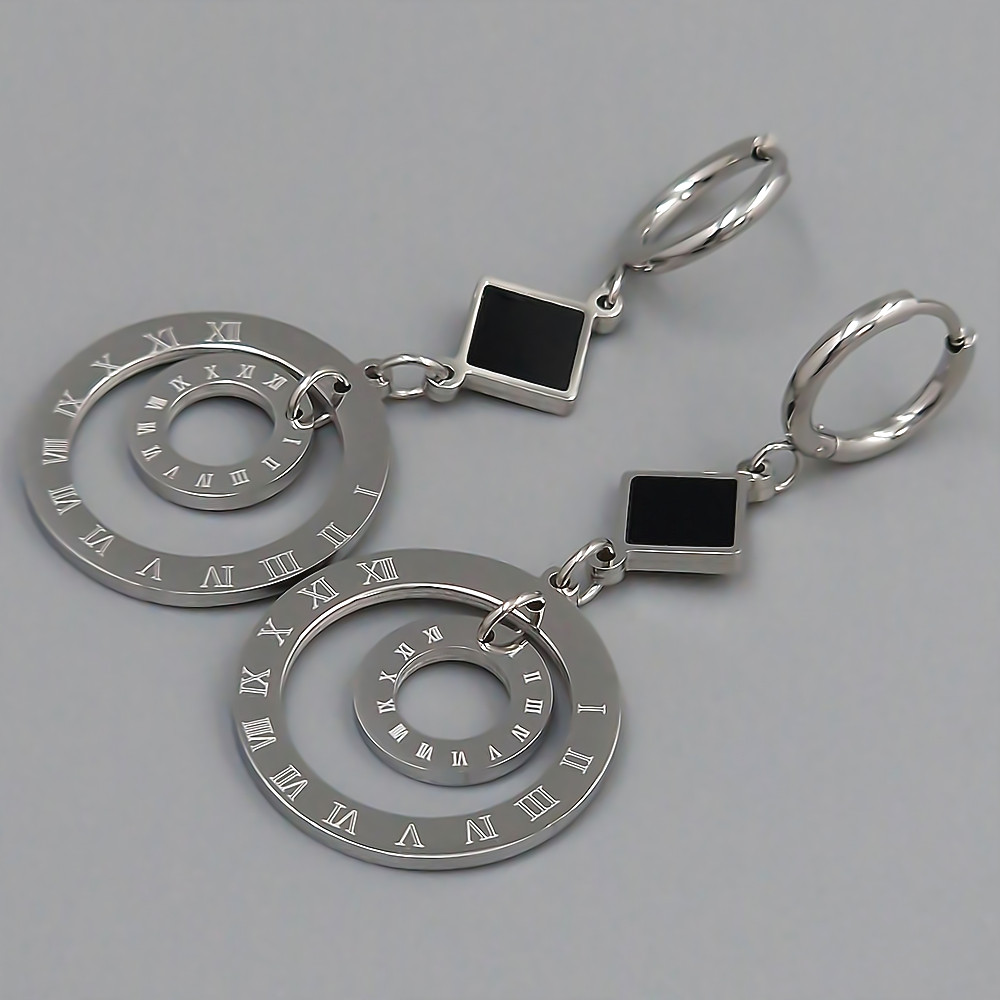 Сережки Stainless Steel з емаллю. Сталь. Родій. Довжина: 57 мм. Ширина: 23 мм.