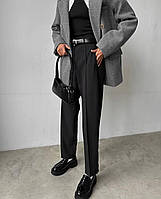 Женские ровные брюки со стрелкой, 42-44, 44-46, черный, беж, костюмка.