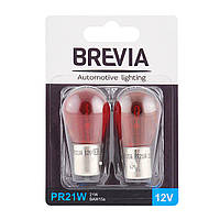 Лампа накаливания Brevia PR21 12V 21W BAW15s красная 2шт