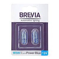 Лампа накаливания Brevia W5W 12V 5W W2.1x9.5d Power Blue B2, 2шт